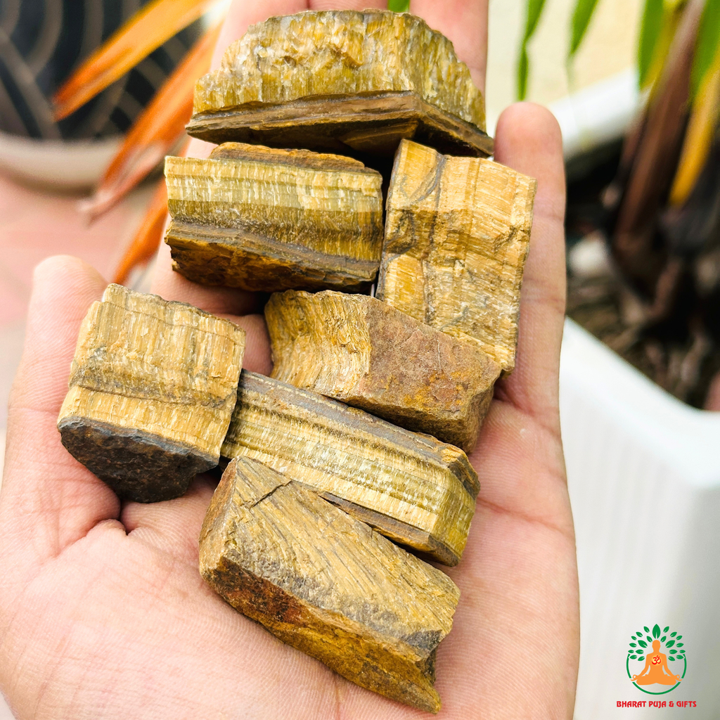 Tiger Eye Raw Crystals – Natural Rough Unpolished Tiger's Eye Stones | Manifestation Healing and Meditation Crystals