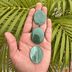 Green Aventurine Palmstone Set of 3 | Natural Green Crystal Palm Stones | Polished Smooth Oval Worry Stones | Prosperity & Meditation Stones