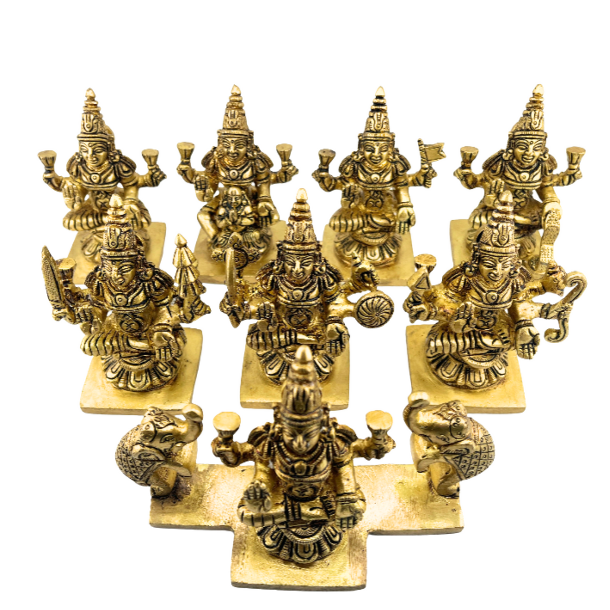 Brass Ashtalakshmi Idol Set | Traditional Lakshmi Statue Collection | 8 Lakshmi Murti Set