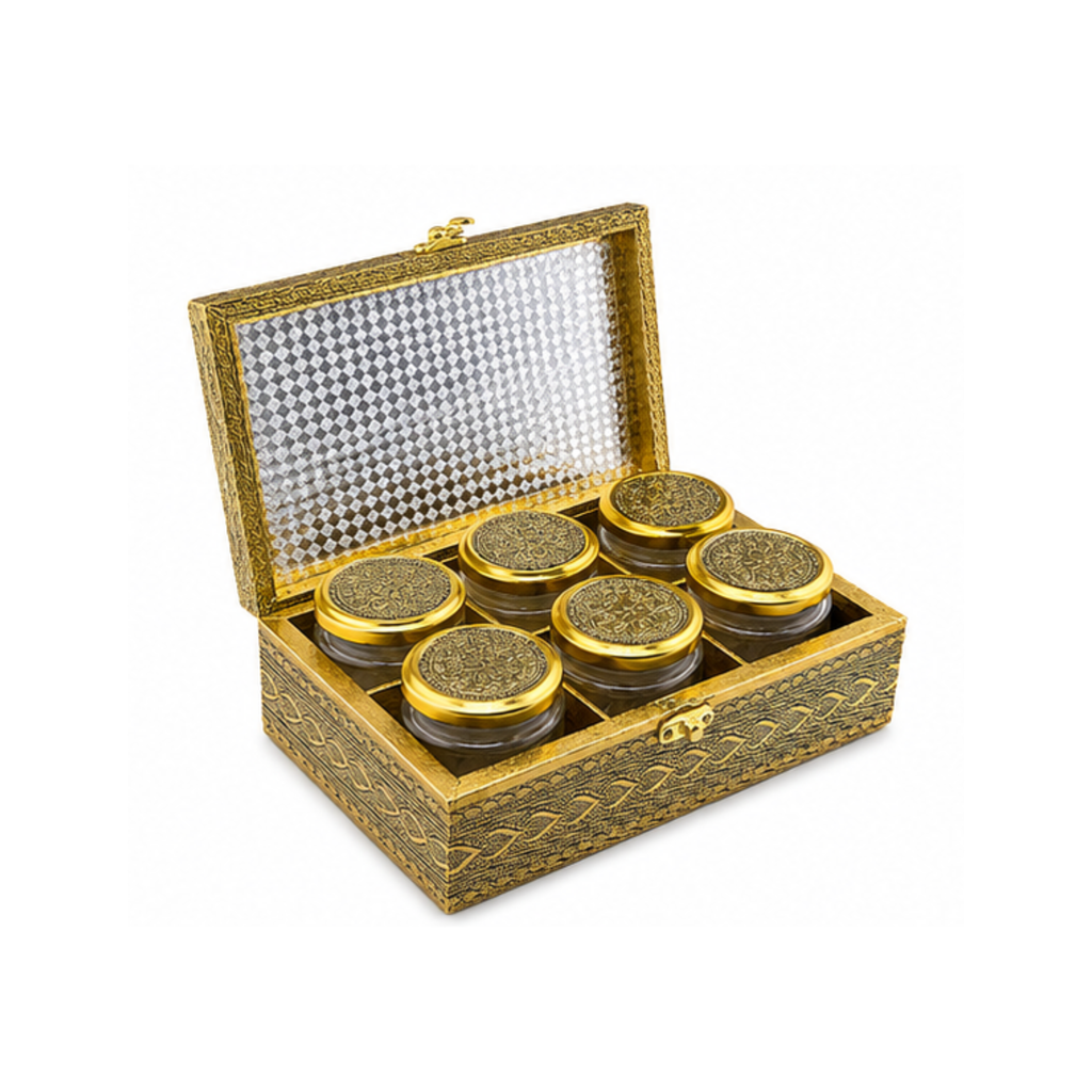 Royal Antique Gold 6-Jar Dry Fruit Gift Box