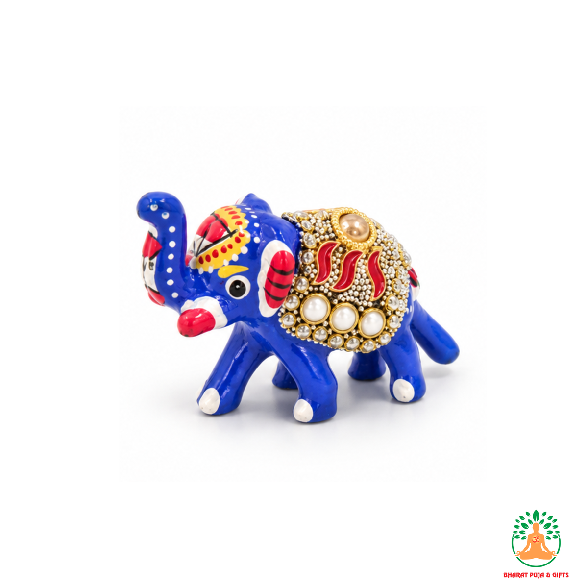 Decorative Small Beadwork Elephant Statue | Handcrafted Menakari Elephant Showpiece for Home Décor, Tabletop Display, Office & Gift