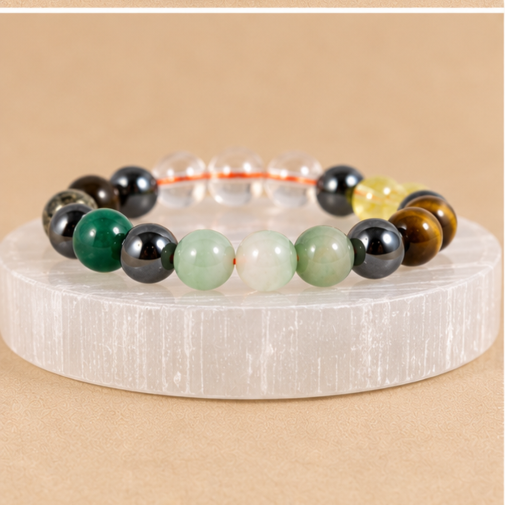 Abundance Bracelet - Dhanyog Bracelet | Green Aventurine Citrine Pyrite Tiger Eye Crystal Bracelet | Prosperity & Abundance Jewelry | Gift