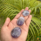 Amethyst Palmstone Set of 3 | Natural Purple Amethyst Crystal Stones | Polished Oval Palm Stones | Crystal Worry Stone