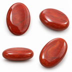 Red Jasper Palmstone Set of 3 – Natural Polished Crystal Stones | Grounding Root Chakra Crystal Healing | Polished Worry Stone