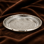 Silver Plate with Flower Design | Decorative Silver Puja Plate