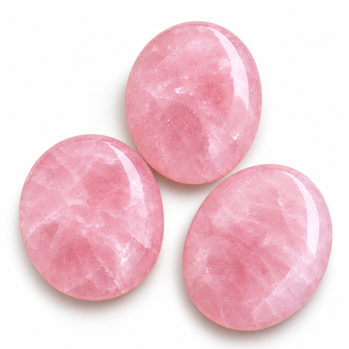 Rose Pink Quartz Palmstone Set of 3 | Natural Pink Crystal Palm Stones | Polished Oval Stones | Love & Self-Love Crystal