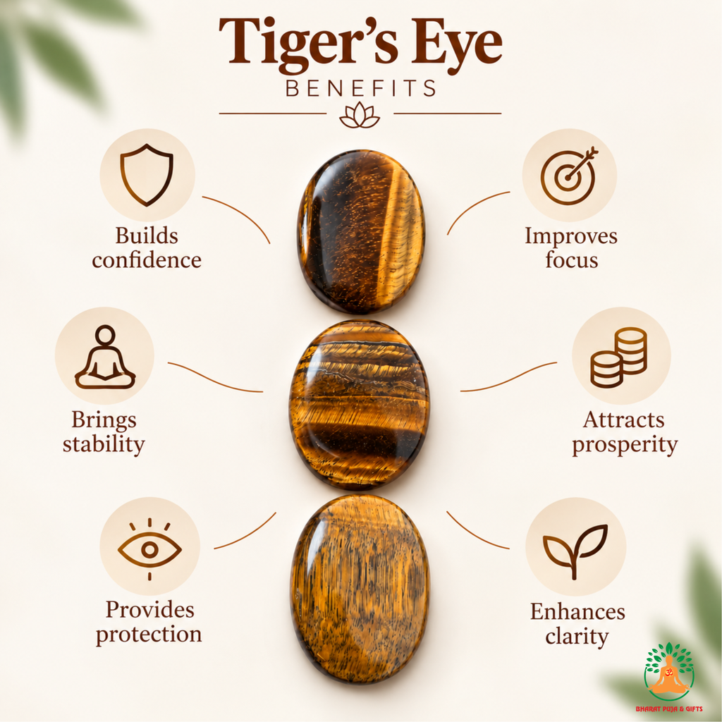 Tiger Eye Palmstone Set of 3 | Natural Golden Brown Tiger Eye Stones | Polished Oval Palm Stones | Confidence & Focus Crystal | Tiger Eye Worry Stone