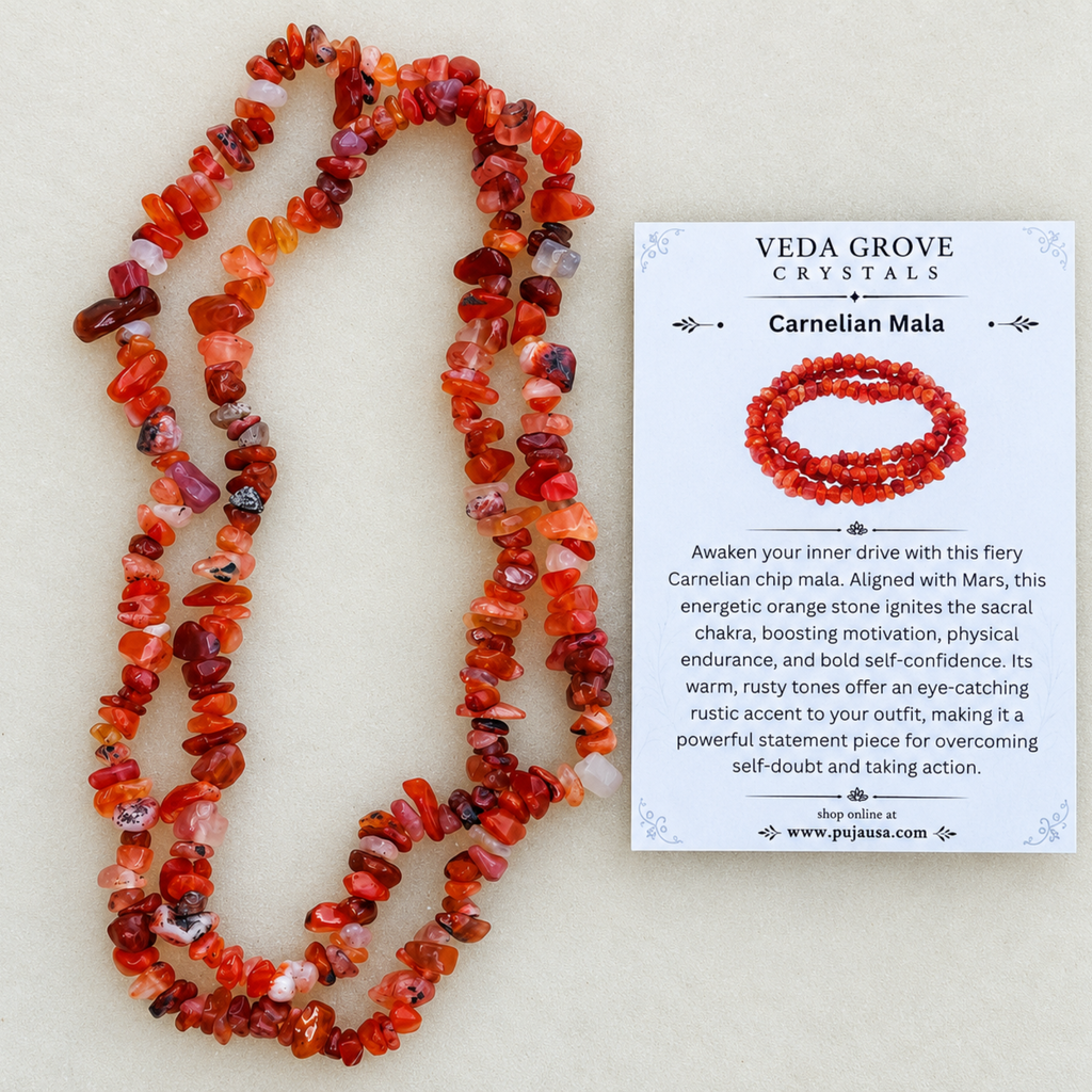 Carnelian Chips Crystal Necklace | Carnelian Beaded Necklace | Gemstone Necklace