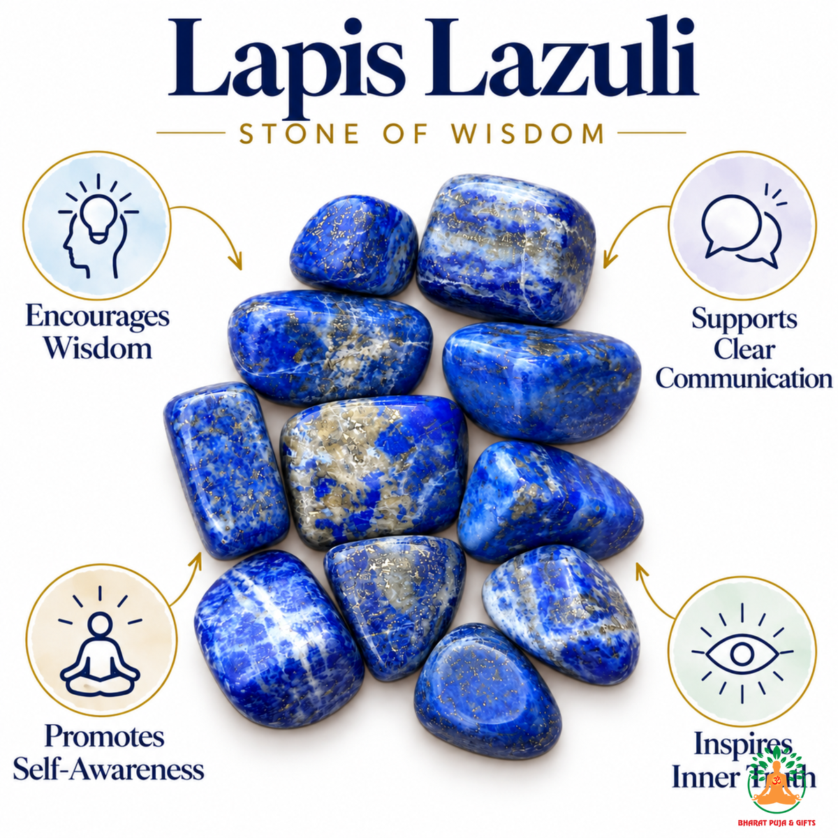 Natural Lapis Lazuli Tumble Stone – Polished Blue Gemstones| Manifestation Healing and Meditation Crystals