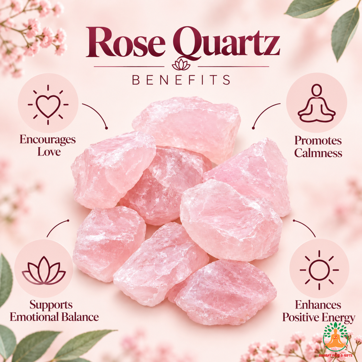 Rose Quartz Raw Crystals – Natural Rough Unpolished Rose Quartz Stones | Pink Manifestation Healing and Meditation Crystals