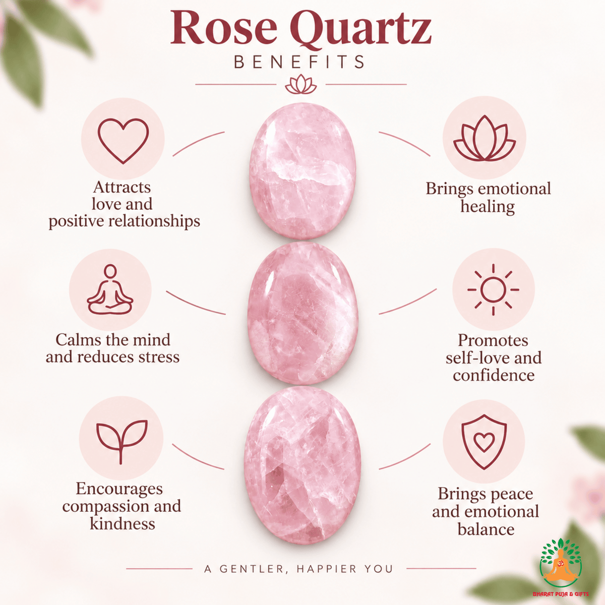 Rose Pink Quartz Palmstone Set of 3 | Natural Pink Crystal Palm Stones | Polished Oval Stones | Love & Self-Love Crystal