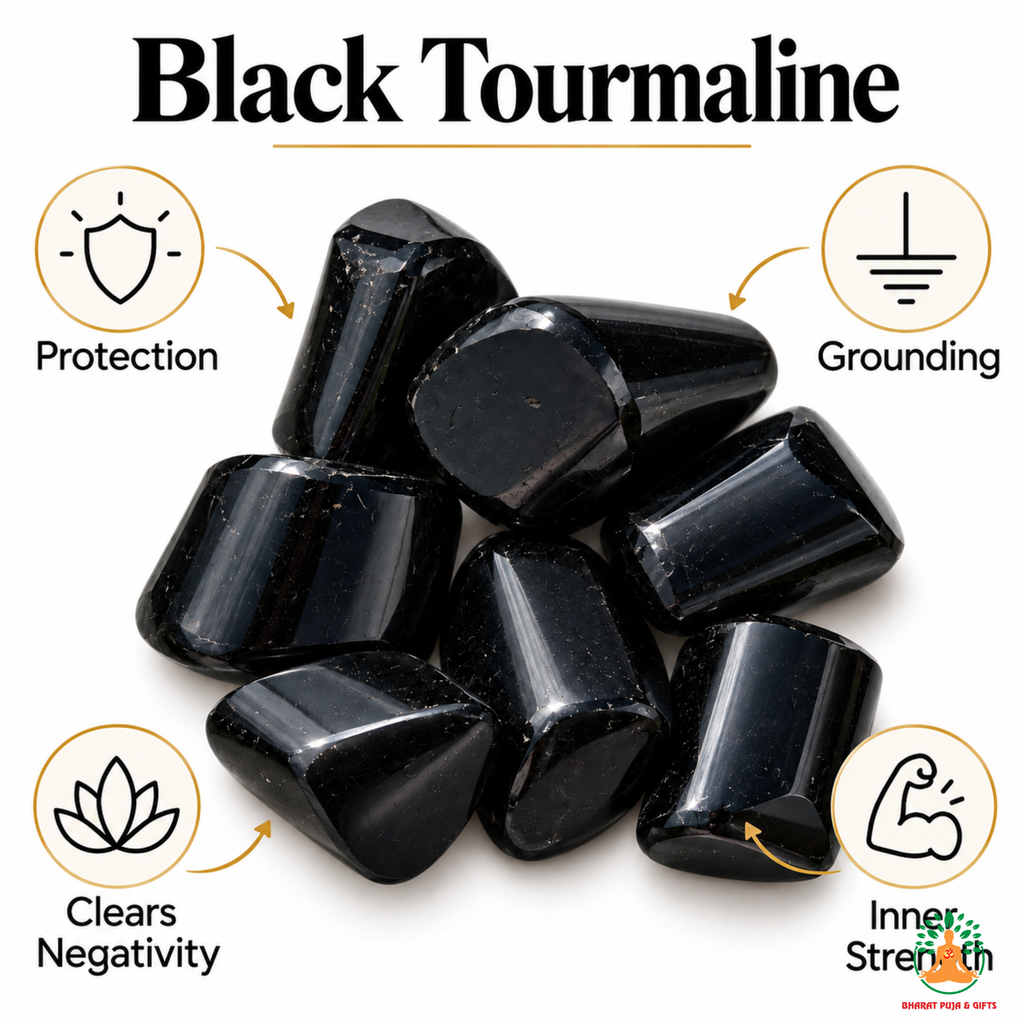 Black Tourmaline Tumble Stones – Polished Natural Black Gemstones | Manifestation Healing and Meditation Crystals
