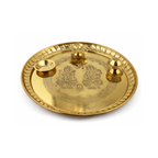 Brass Aarti Thali with Lakshmi & Ganesha | Traditional Engraved Puja Plate Set | Diwali Arti Thali