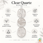 Clear Quartz Palmstone Set of 3 | Natural Clear Quartz Crystal Stones | Polished Round Palm Stones | Meditation Crystals for Healing and Chakra Balance