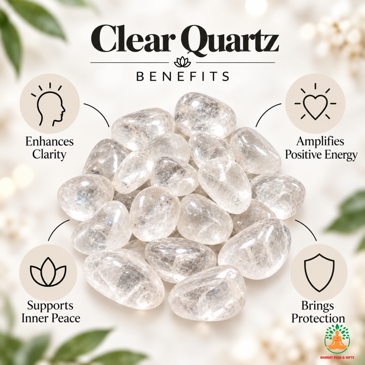 Natural Clear Quartz Tumble Stones – Polished Crystal Gemstones | Manifestation and Healing Crystals