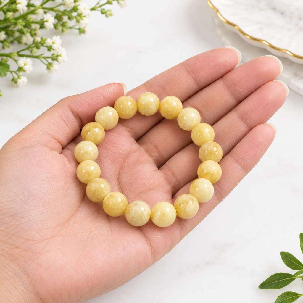 Yellow Calcite Bracelet | Natural Yellow Crystal Gemstone Bracelet | Prosperity & Confidence Jewelry | Meditation Bracelet | Spiritual Gift