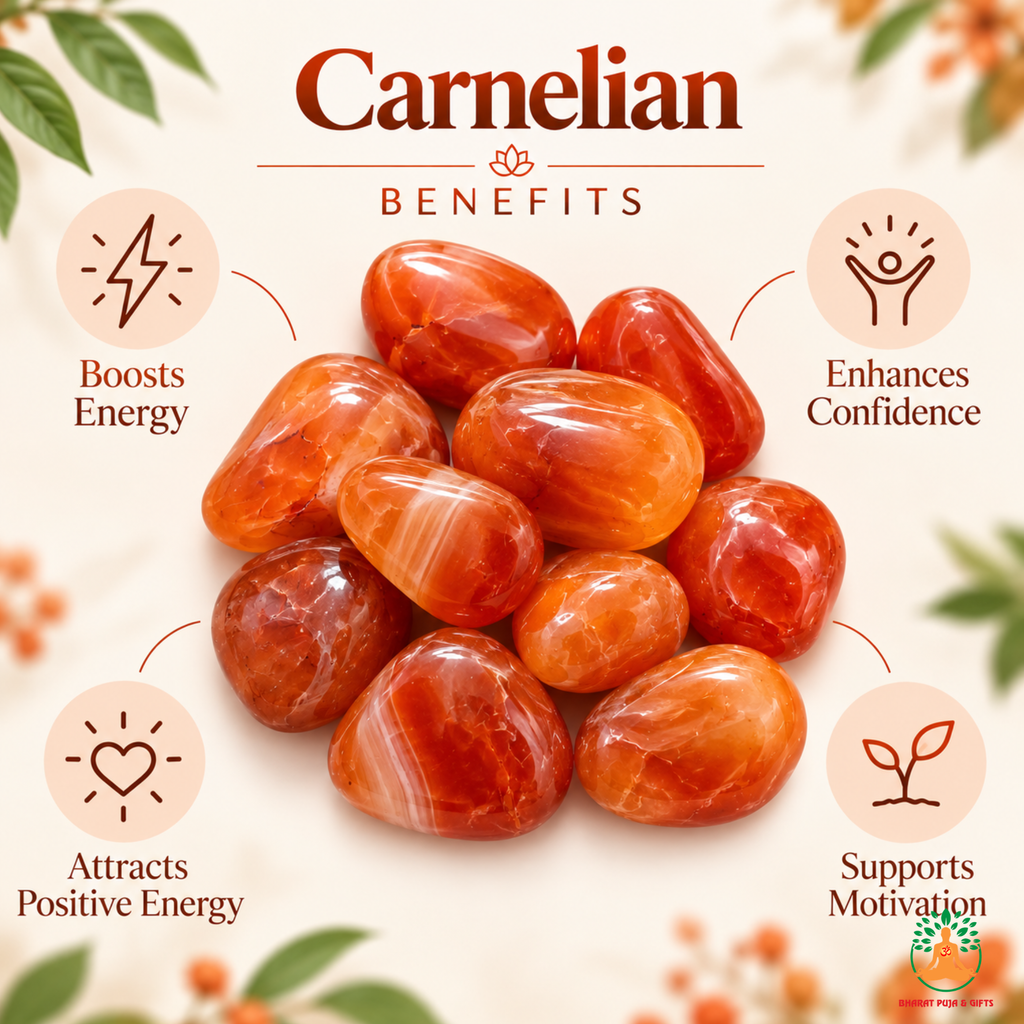Natural Carnelian Tumble Stones – Polished Orange-Red Gemstones | Manifestation Healing and Meditation Crystals