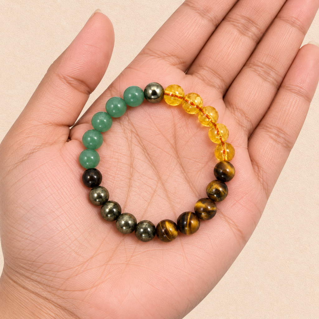 Money Magnet Bracelet | Green Aventurine Citrine Pyrite Tiger Eye Bracelet | Prosperity & Abundance Jewelry | Crystal Bracelet | Spiritual Gift