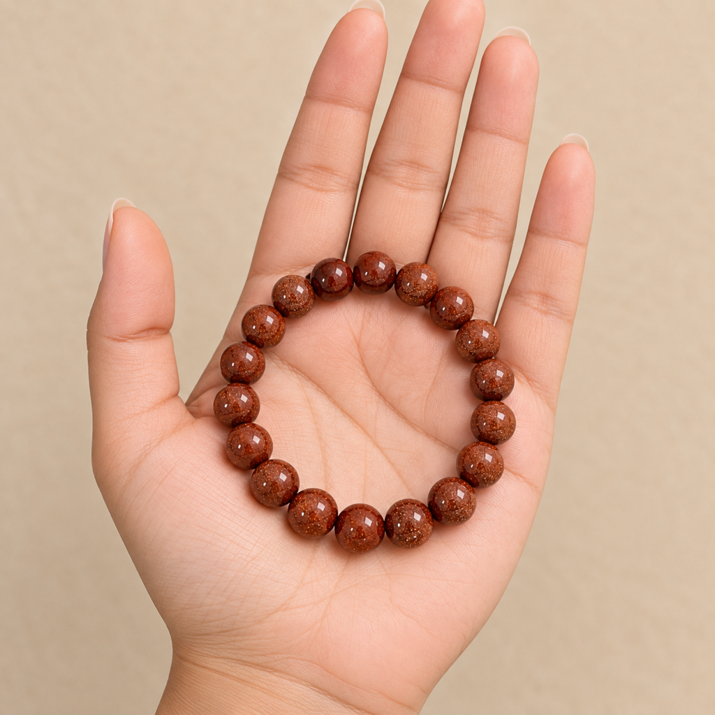 Red Goldstone Bracelet | Sparkling Brown Crystal Bracelet | Confidence & Motivation Jewelry | Positive Energy Bracelet | Spiritual Jewelry