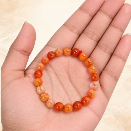 Natural Carnelian Crystal Bracelet | Orange Carnelian Gemstone Bracelet | Energy & Motivation Bracelet | Gemstone Jewelry | Gift for Men & Women