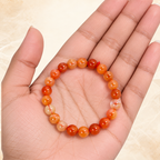 Natural Carnelian Crystal Bracelet | Orange Carnelian Gemstone Bracelet | Energy & Motivation Bracelet | Gemstone Jewelry | Gift for Men & Women