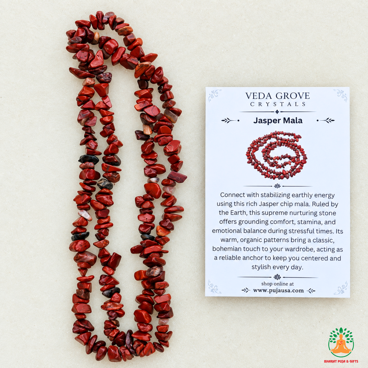 Red Jasper Chips Crystal Necklace | Red Jasper Beaded Necklace | Gemstone Necklace
