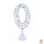 Howlite Crystal Necklace | Howlite Beaded Necklace | Gemstone Necklace Howlite Mala | Natural White Gemstone Meditation Mala