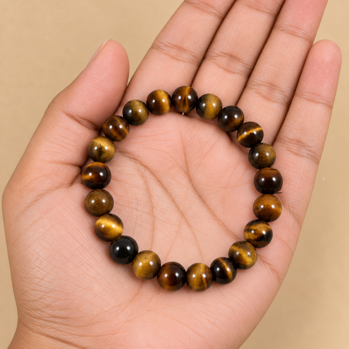 Natural Tiger Eye Bracelet | Golden Brown Crystal Gemstone Bracelet | Confidence & Protection Jewelry | Grounding Bracelet | Spiritual Gift