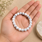 Natural Howlite Bracelet | White Howlite Crystal Bracelet | Healing & Meditation Jewelry | Grey Vein Gemstone Bracelet | Spiritual Gift