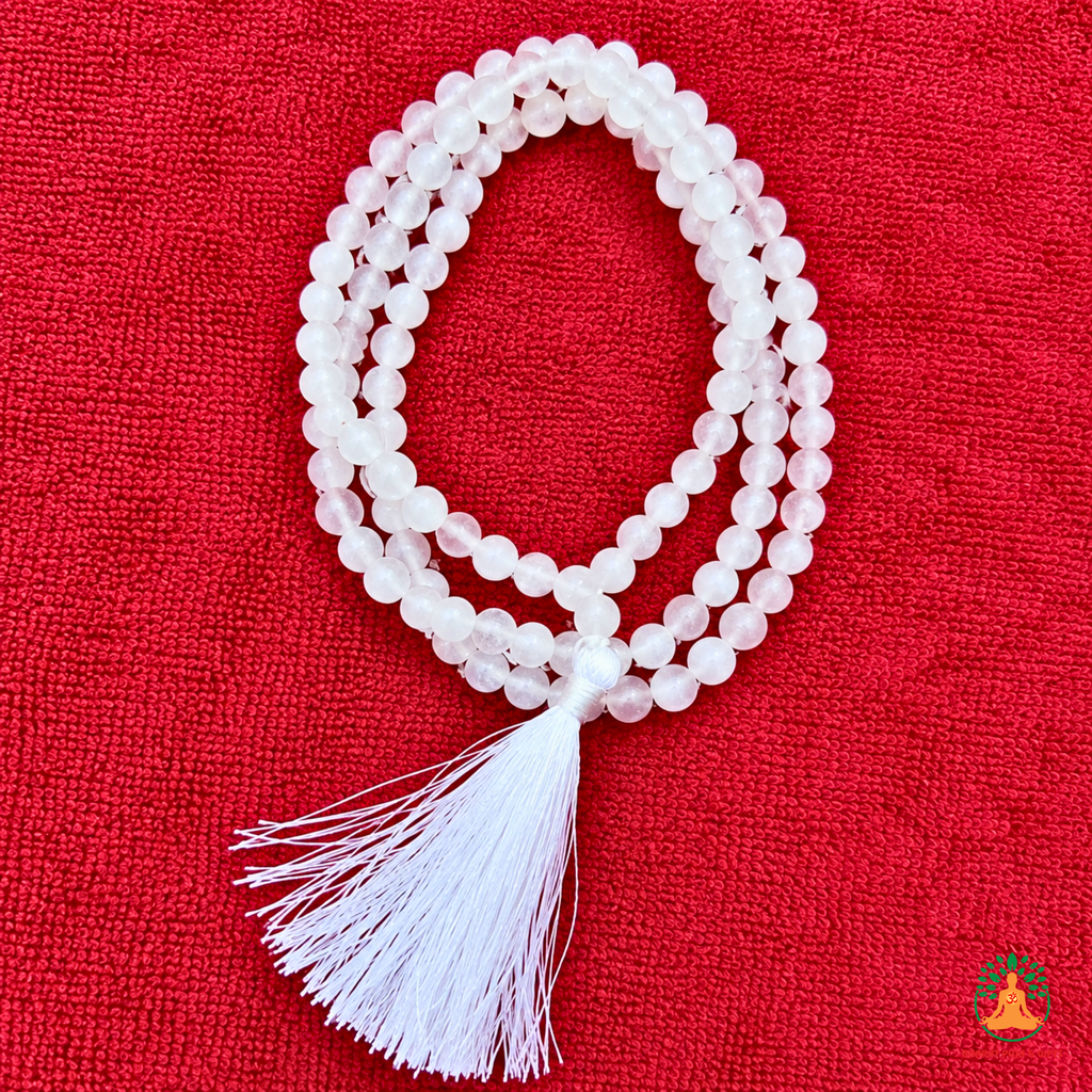 Natural Selenite Beaded Necklace | 13 Inch White Crystal Mala | Meditation & Yoga Necklace | White Crystal Necklace | Spiritual Jewelry