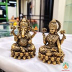 Brass Lakshmi Ganesha Idol Set – Hindu God Statues for Puja & Home Temple