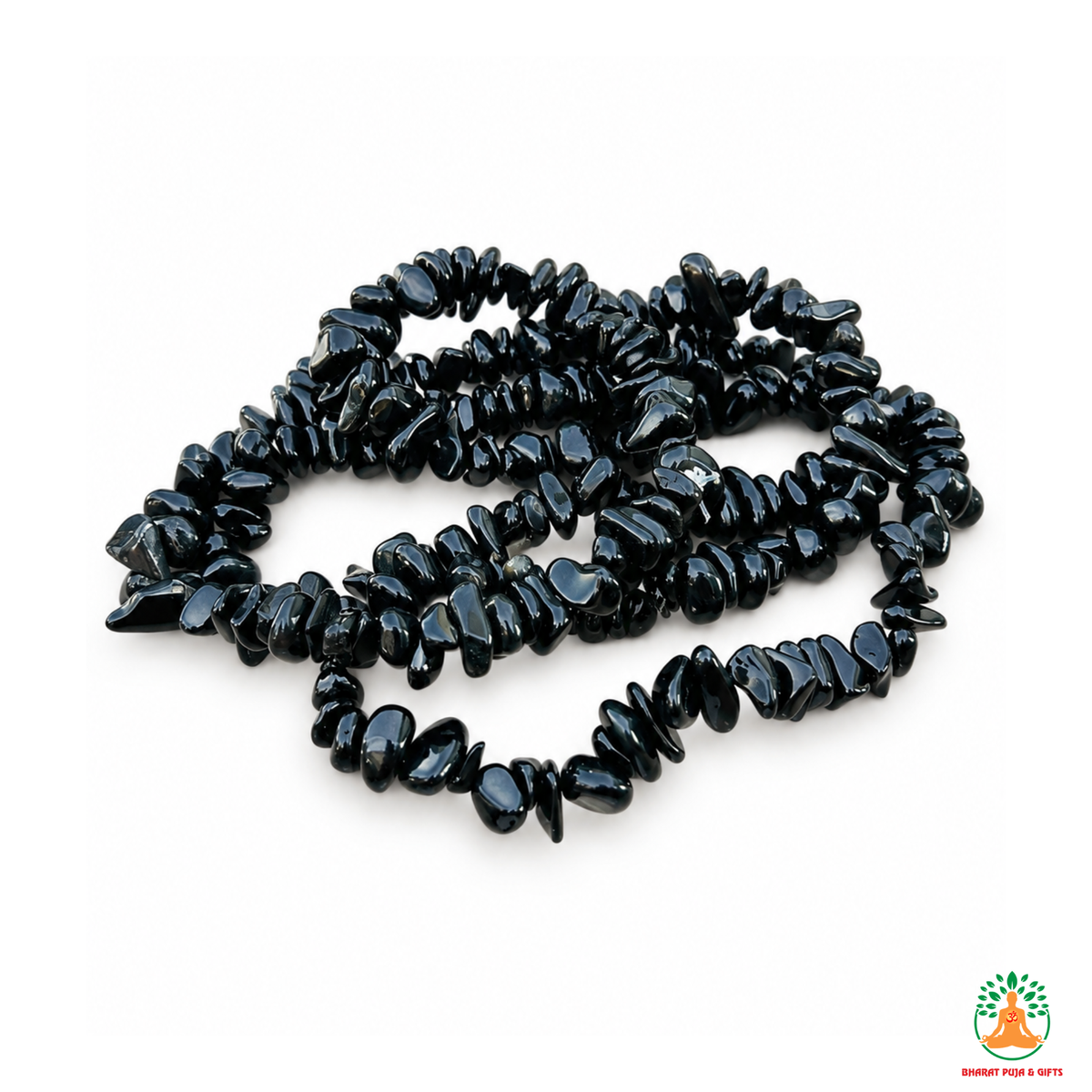 Black Obsidian Chips Crystal Necklace | Black Obsidian Beaded Necklace | Gemstone Necklace