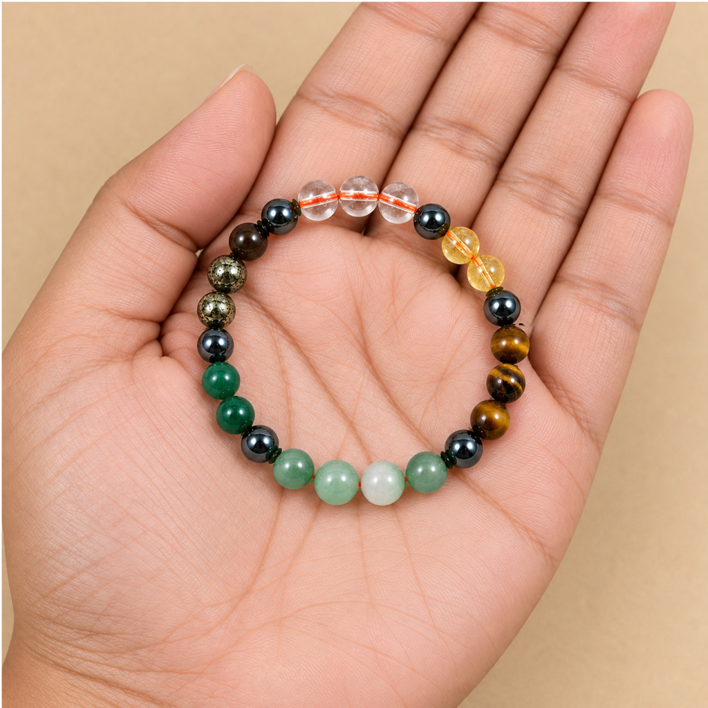 Abundance Bracelet - Dhanyog Bracelet | Green Aventurine Citrine Pyrite Tiger Eye Crystal Bracelet | Prosperity & Abundance Jewelry | Gift