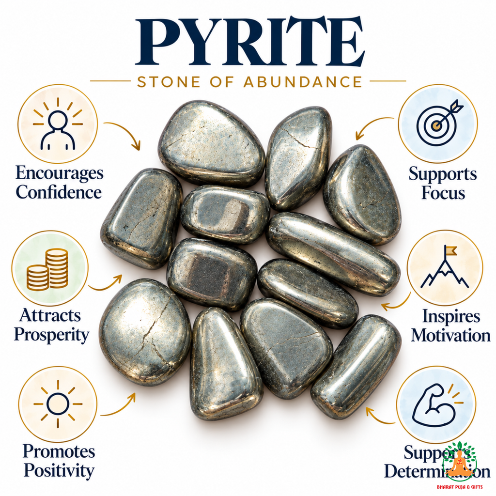 Natural Pyrite Tumble Stone – Polished Pyrite Gemstones | Manifestation Healing and Meditation Crystals