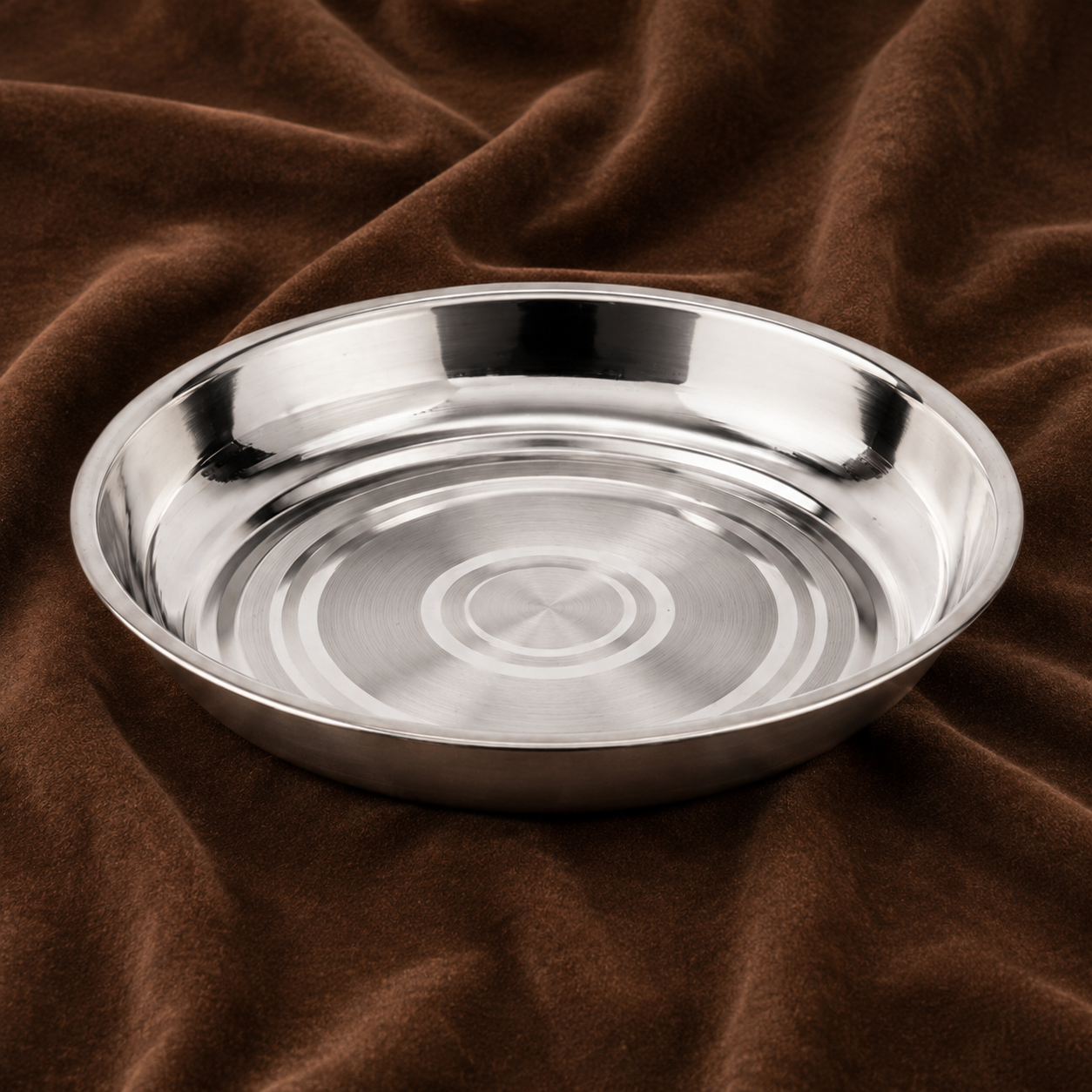 Silver Deep Offering Plate Large | Silver Puja & Prasad Plate