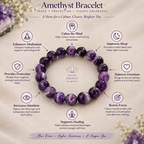 Natural Amethyst Bracelet | Purple Crystal Gemstone Bracelet | Meditation & Spiritual Jewelry | Amethyst Healing Bracelet | Gift for Men and Women