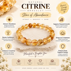 Natural Citrine Bracelet | Golden Yellow Crystal Gemstone Bracelet | Abundance & Prosperity Jewelry | Positive Energy Bracelet | Gift for Men & Women
