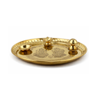 Brass Aarti Thali with Lakshmi & Ganesha | Traditional Engraved Puja Plate Set | Diwali Arti Thali
