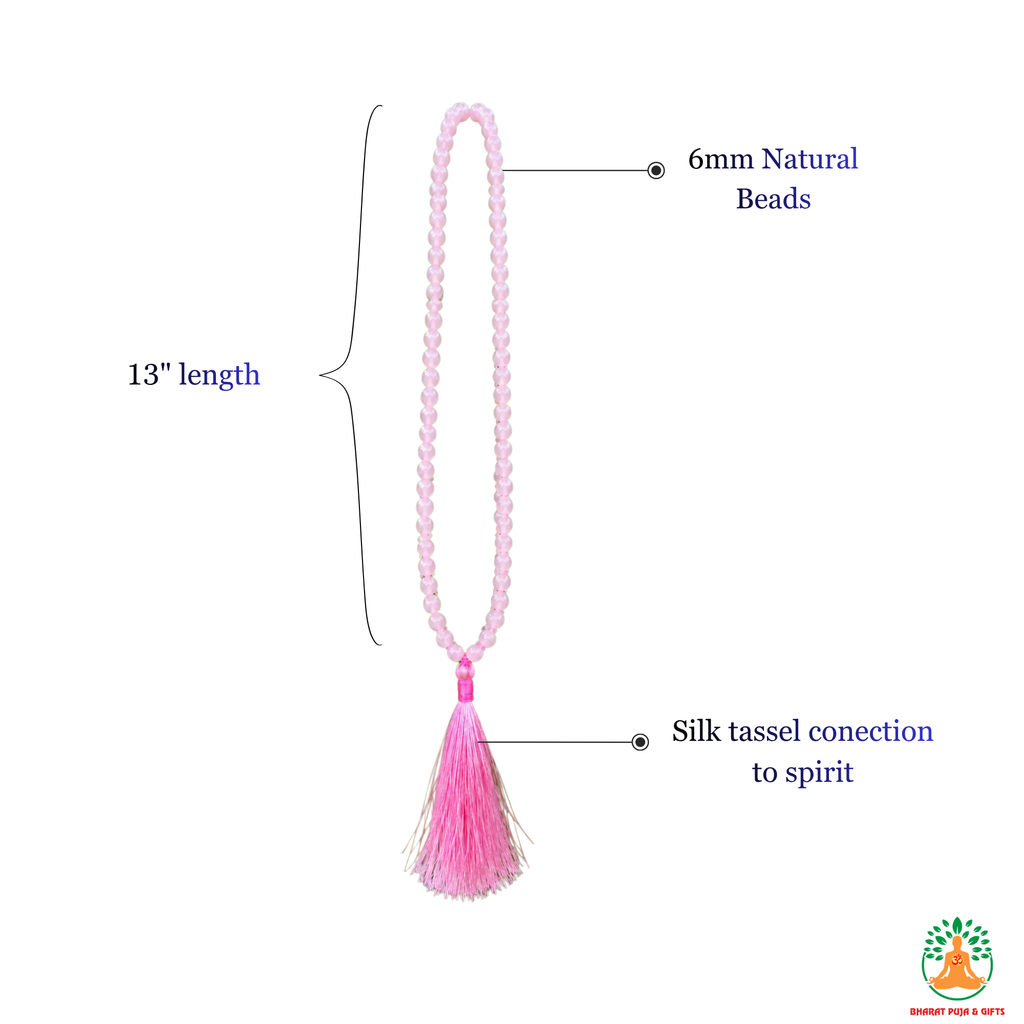 Rose Quartz Beaded Necklace 6mm & 8mm | Natural Pink Gemstone Mala | Love & Self-Love Jewelry | Meditation Necklace | Pink Crystal Necklace