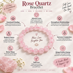 Natural Rose Quartz Bracelet | Pink Crystal Gemstone Bracelet | Love & Self Love Jewelry | Crystal Gemstone Bracelet | Gift for Women