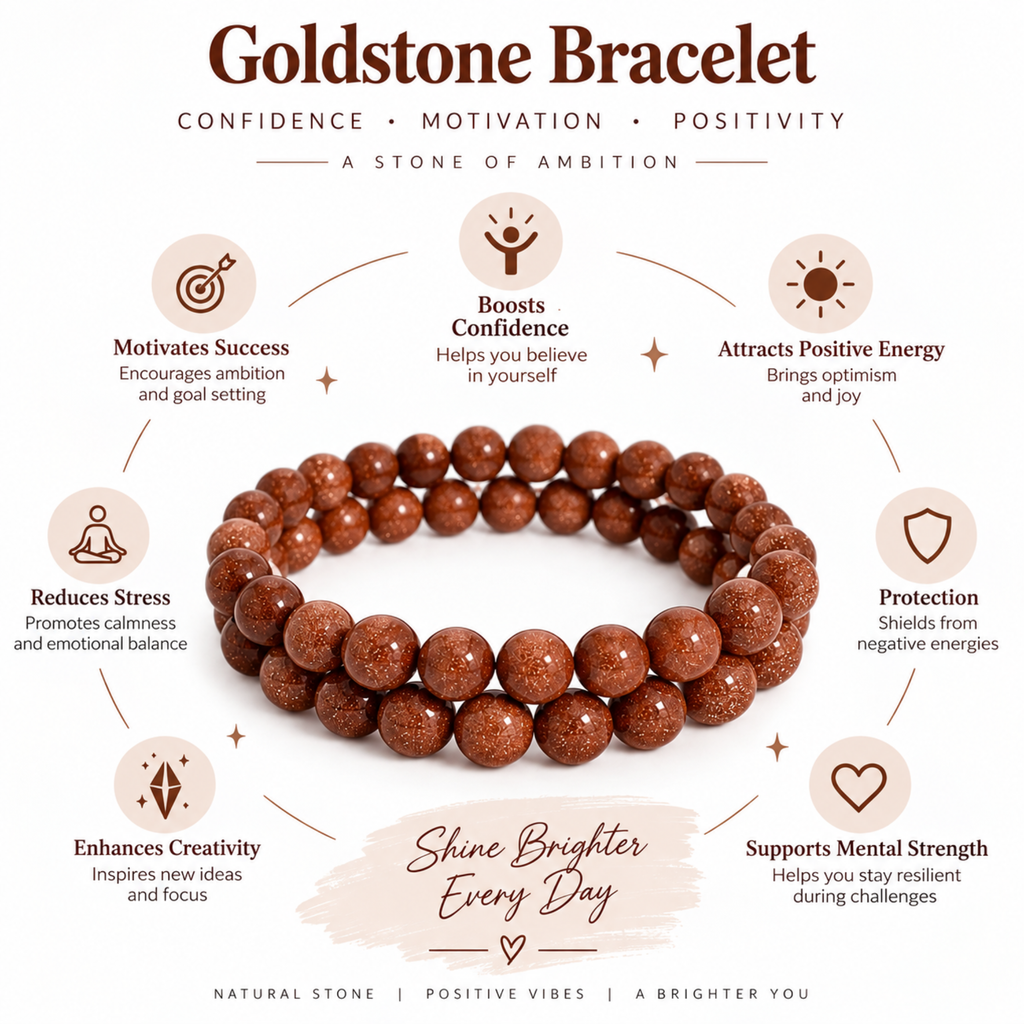 Red Goldstone Bracelet | Sparkling Brown Crystal Bracelet | Confidence & Motivation Jewelry | Positive Energy Bracelet | Spiritual Jewelry