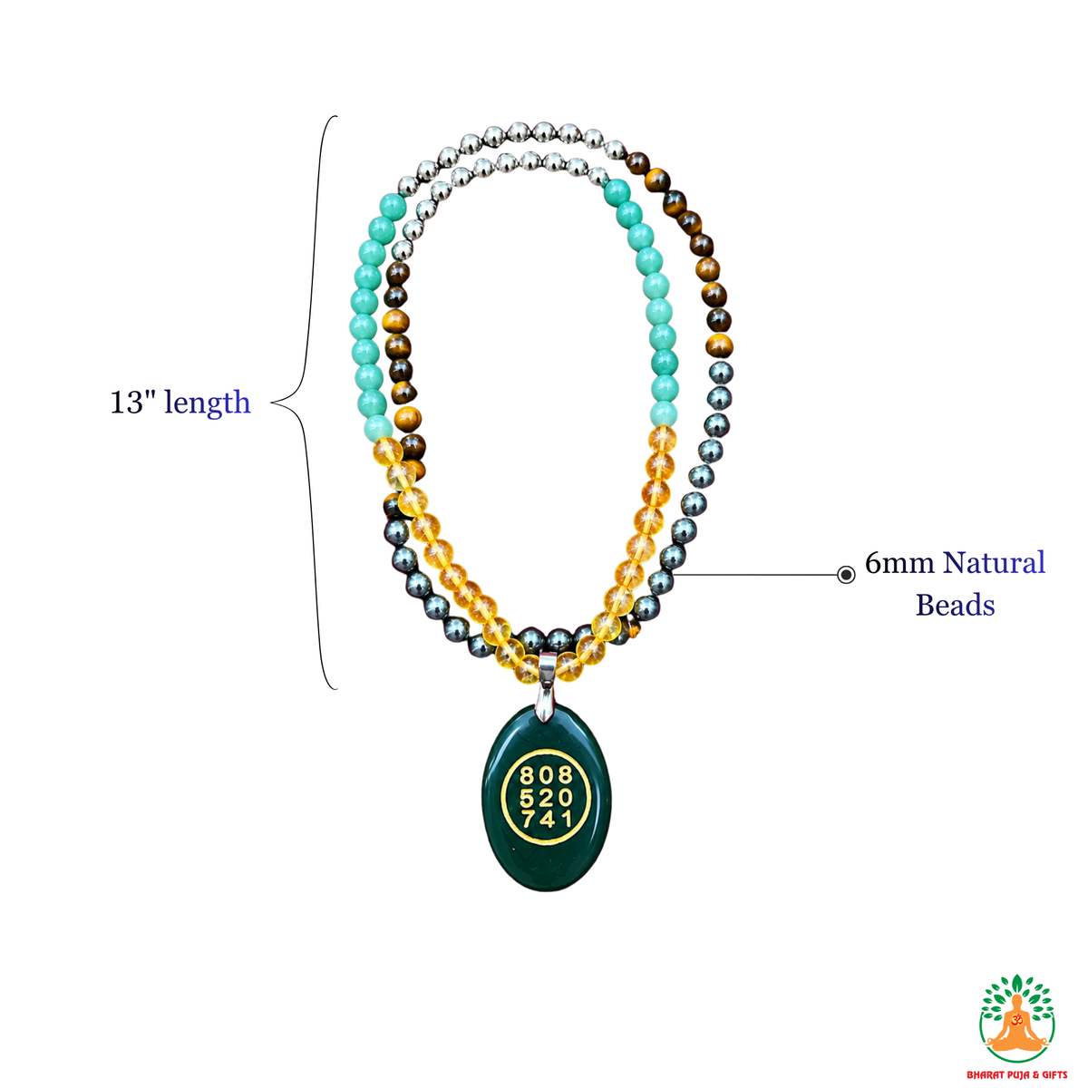 Money Magnet with Zibu Necklace | Natural Gemstone Mala 13 Inch | Prosperity & Abundance Jewelry | Crystal Necklace