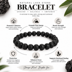 Natural Lava Stone Bracelet | Black Volcanic Stone Bracelet | Grounding & Strength Jewelry | Meditation Bracelet | Gift for Men & Women