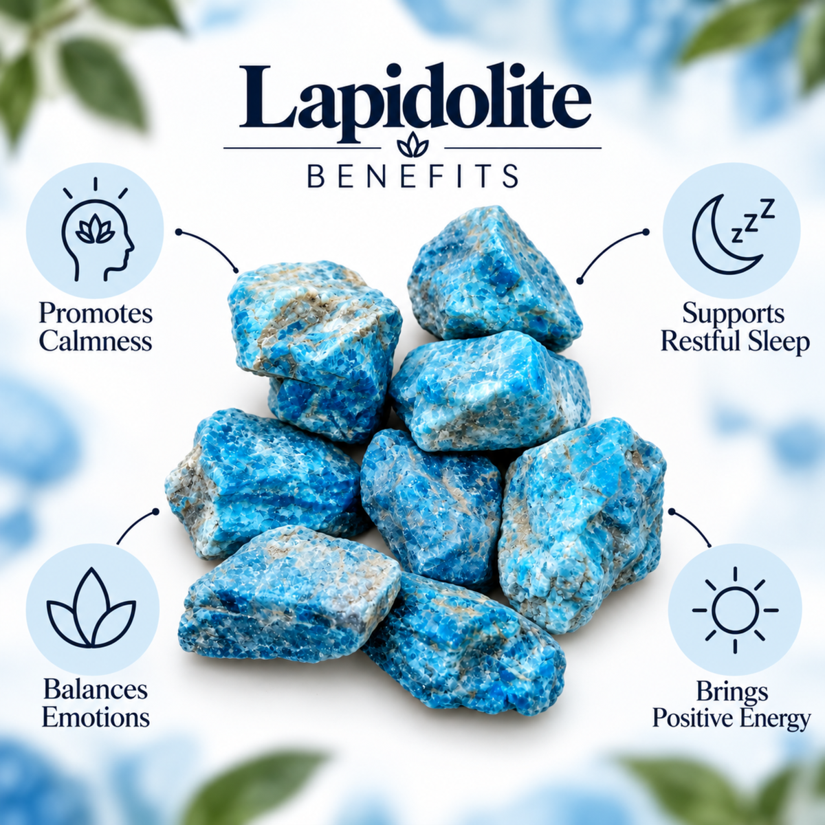 Lepoidolite Raw Crystals – Natural Rough Unpolished Blue Lepidolite Stones | Blue Manifestation Healing and Meditation Crystals