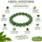 Green Aventurine Bracelet | Natural Green Crystal Gemstone Bracelet | Luck & Prosperity Jewelry | Crystal Bracelet | Gift for Men & Women