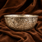 Silver Decorative Floral Engraved Bowl – Traditional Pooja & Home Décor
