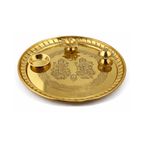 Brass Aarti Thali with Lakshmi & Ganesha | Traditional Engraved Puja Plate Set | Diwali Arti Thali