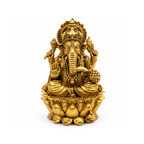 Lord Ganesha Idol on Lotus Base – Antique Gold Tone Hindu Statue2