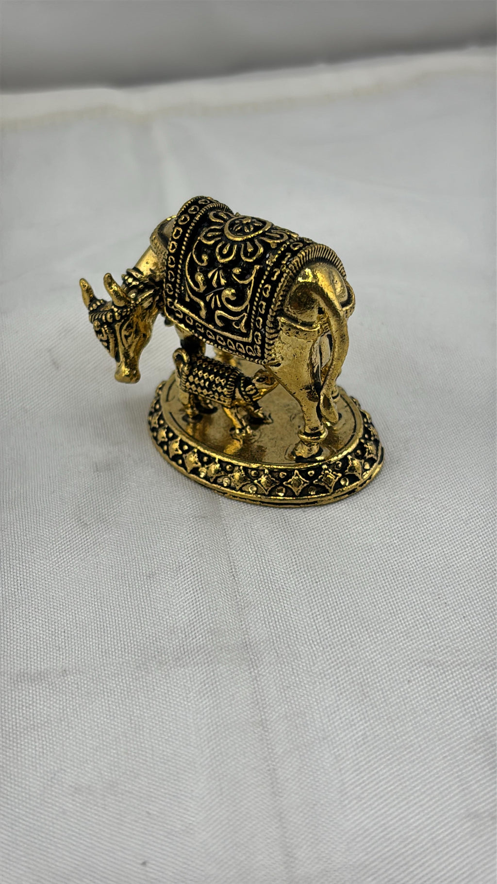 Panchaloha Kamadhenu Idol | Panchadhatu Cow and Calf Murti | Panchalogam Gau Mata Statue