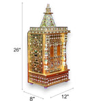 Golden Minakari Wooden Temple with doors |  8 X 12 X 26 inches